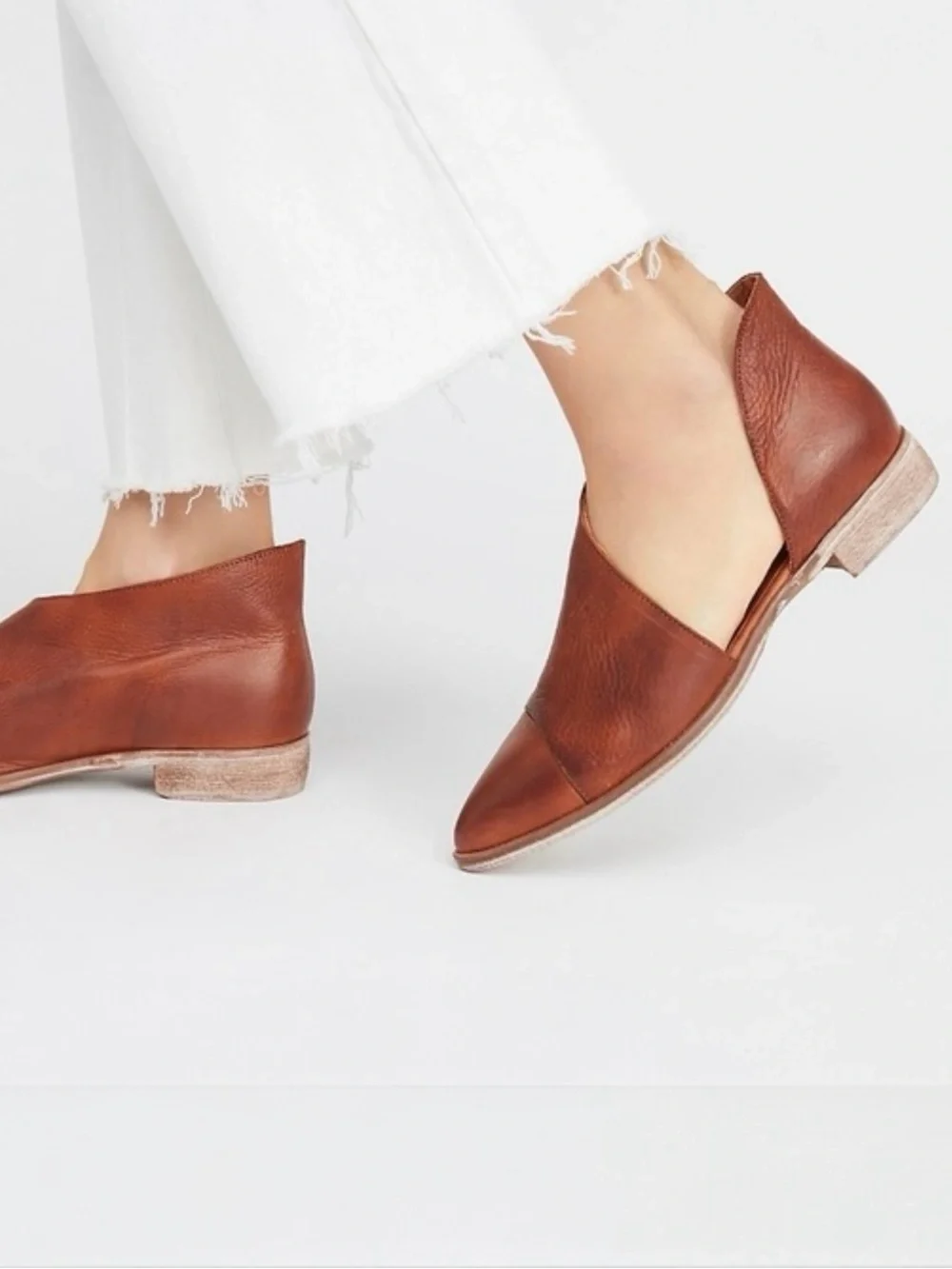 Free People Brown Leather D'Orsay Flats